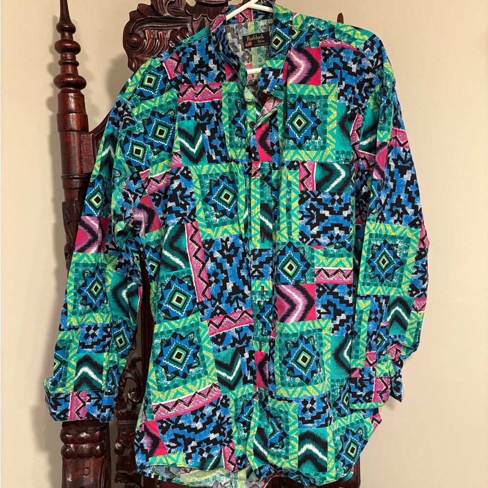 VTG Ruddock Bros. Button Up Mens Cowboy Western Aztec Made in USA
